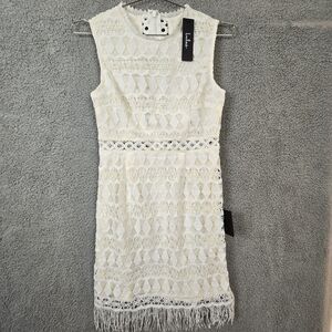 Lulus Kenna White Crochet Lace Sleeveless Bodycon Dress Sz Medium NWT